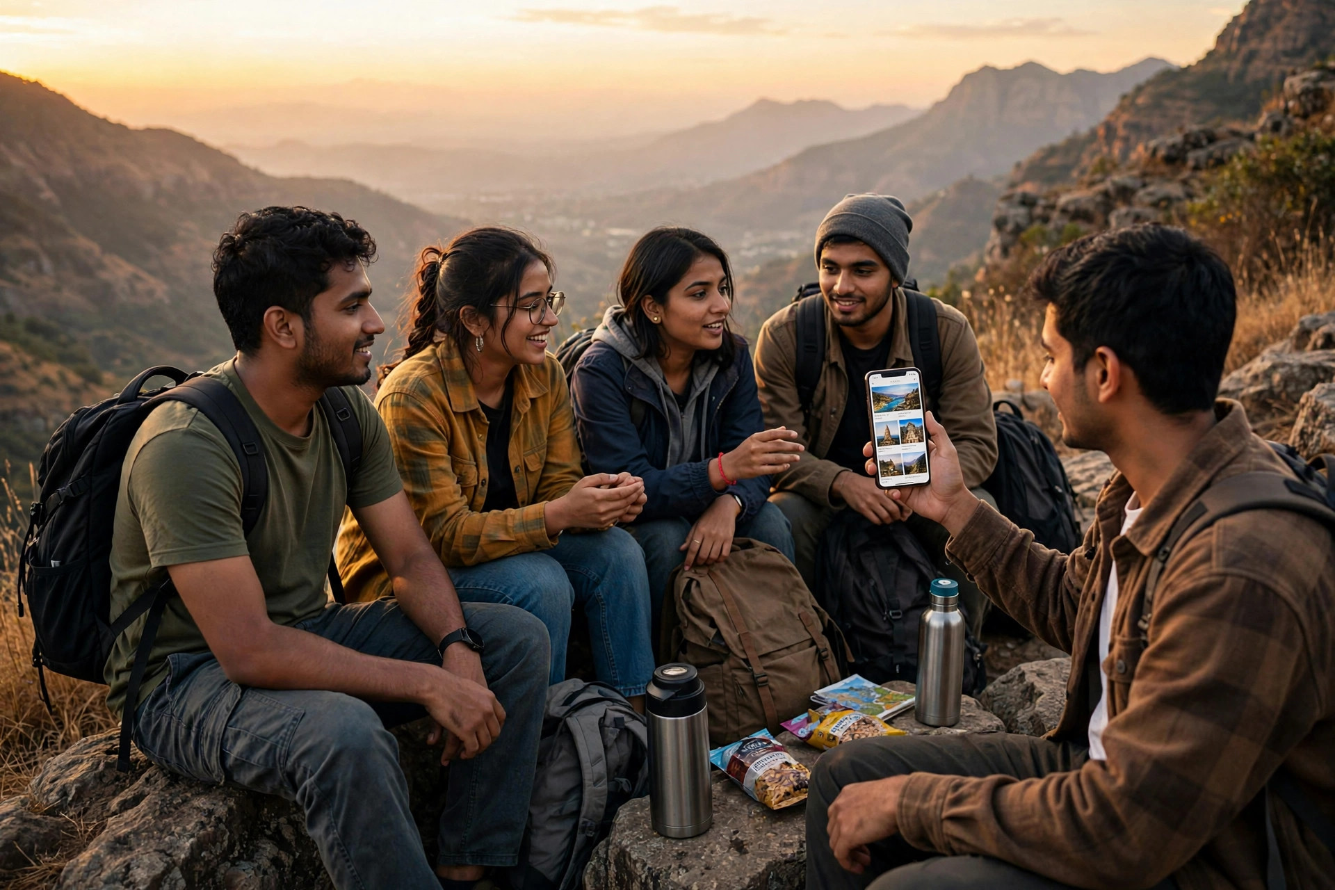 Traveller writing notes on a mountain trip